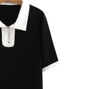 Oversized Zip Collar Cotton Tee