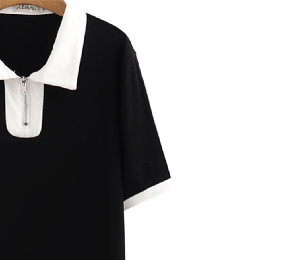 Oversized Zip Collar Cotton Tee