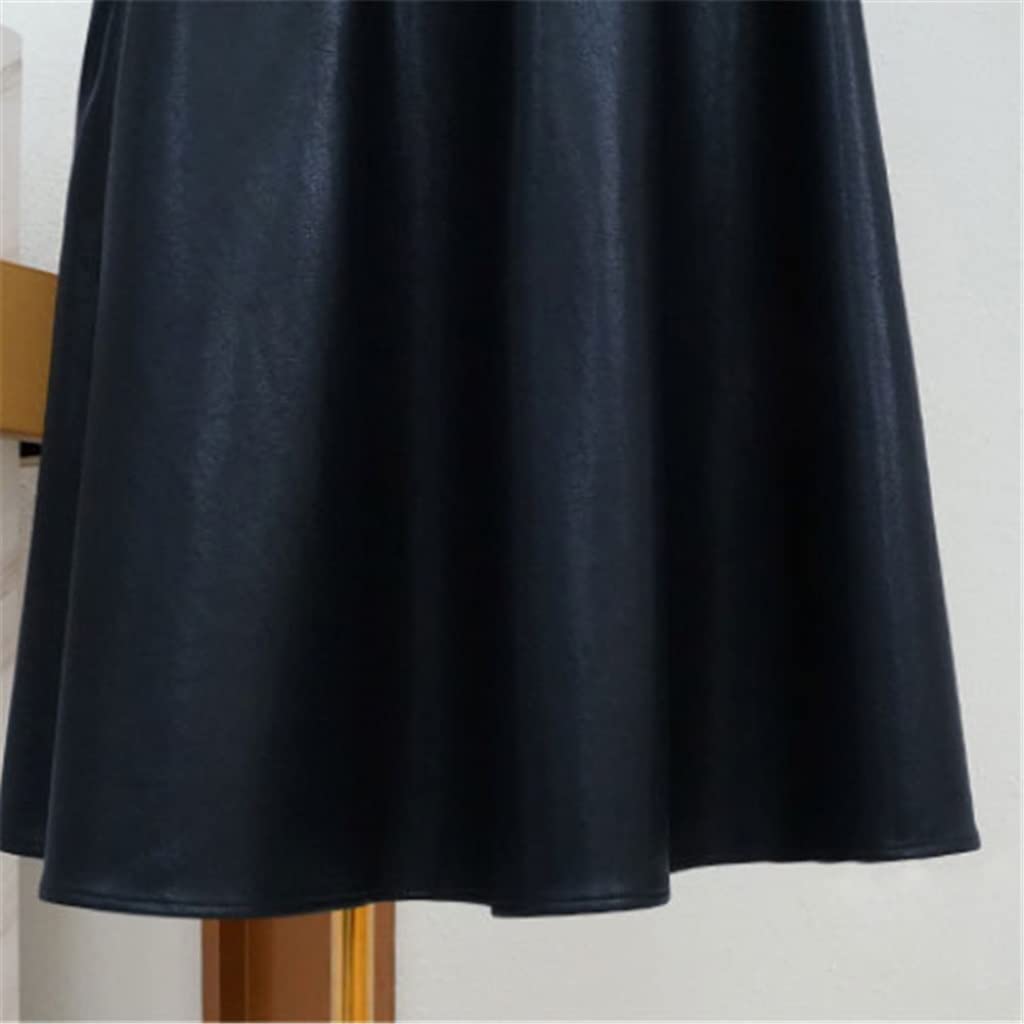 A-Line Faux Leather Midi Skirt