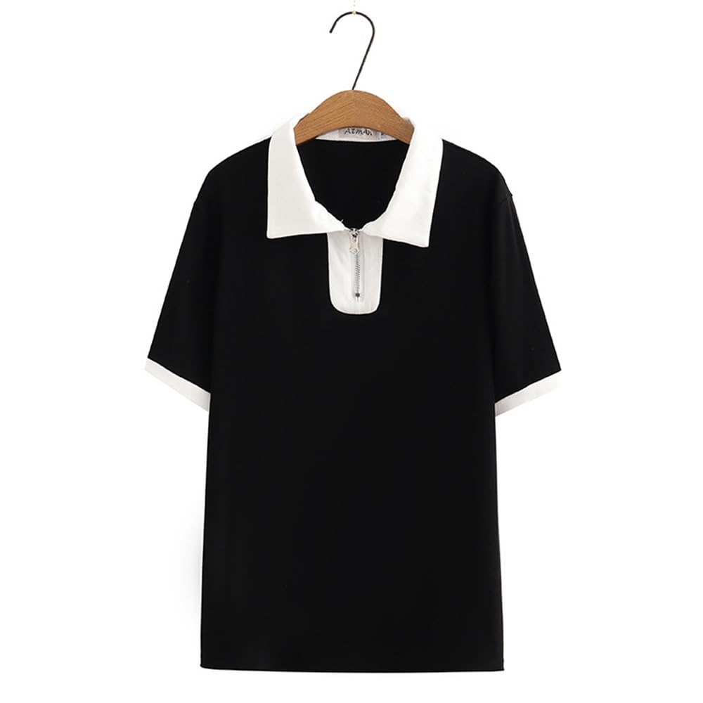 Oversized Zip Collar Cotton Tee