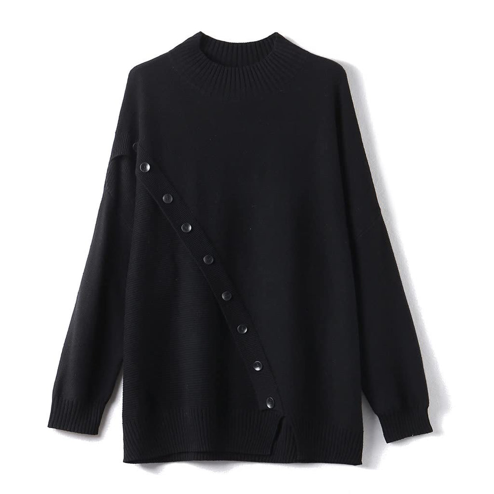 Asymmetric Button Knit Sweater