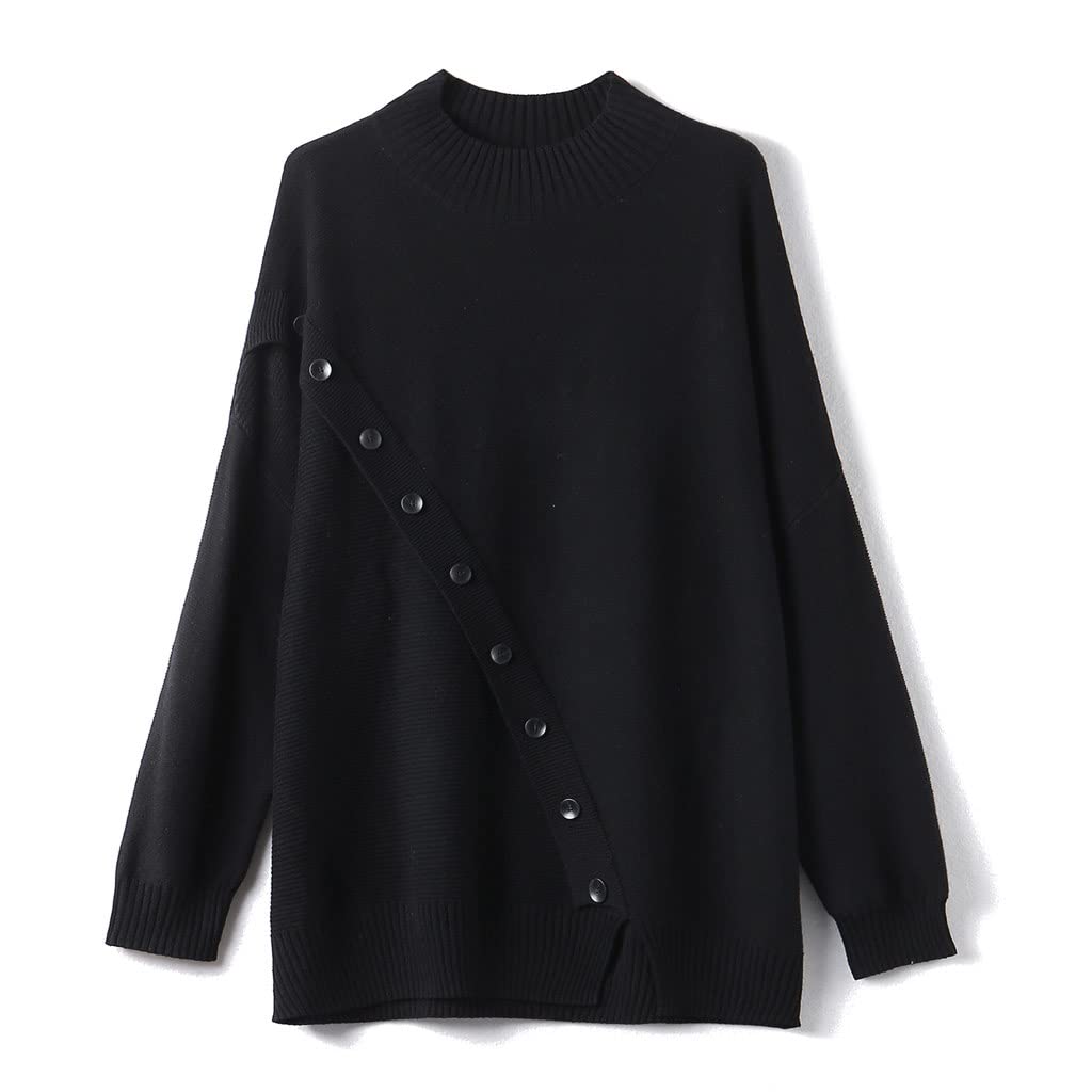 Asymmetric Button Knit Sweater