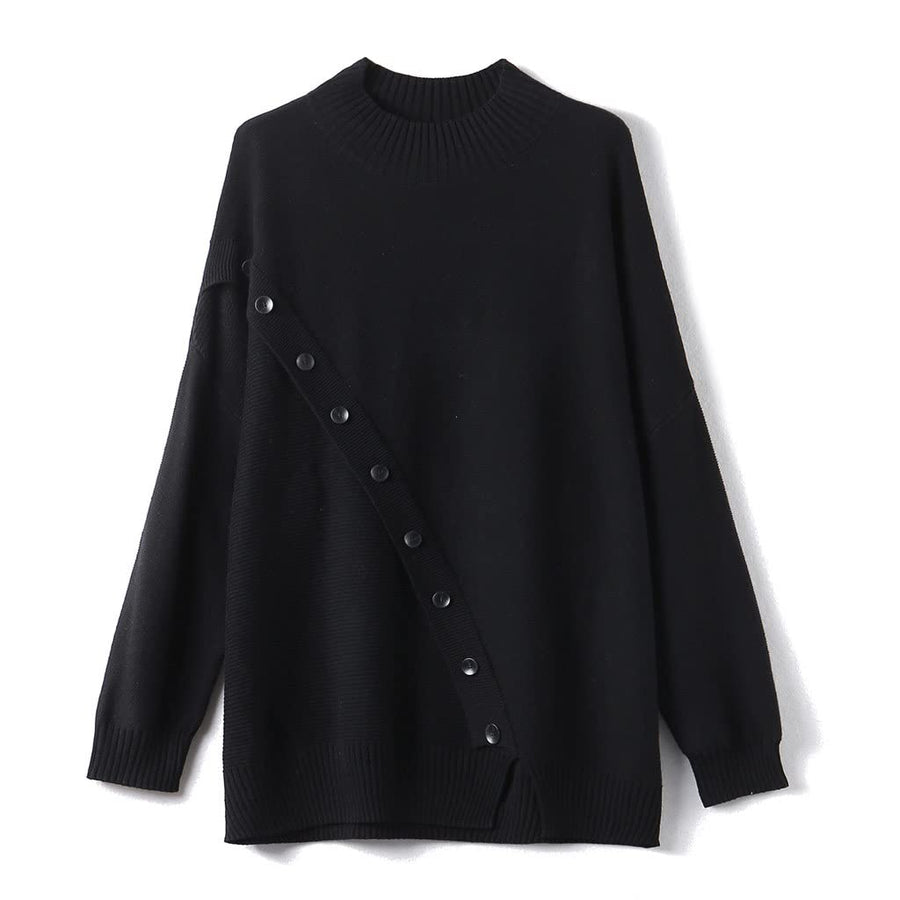 Asymmetric Button Knit Sweater