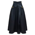 A-Line Faux Leather Midi Skirt