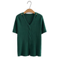 Hollow V-Neck Ice Silk Tee