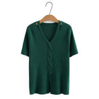 Hollow V-Neck Ice Silk Tee