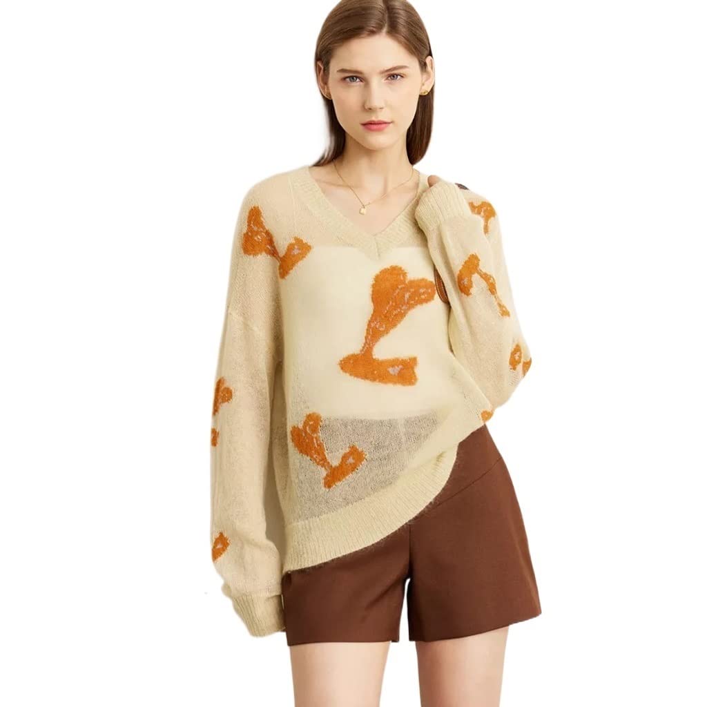 Mohair V-Neck Knit Sweater