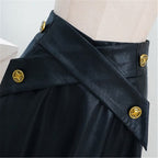 A-Line Faux Leather Midi Skirt
