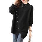 Asymmetric Button Knit Sweater