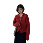 Irregular V-Neck Knit Cardigan