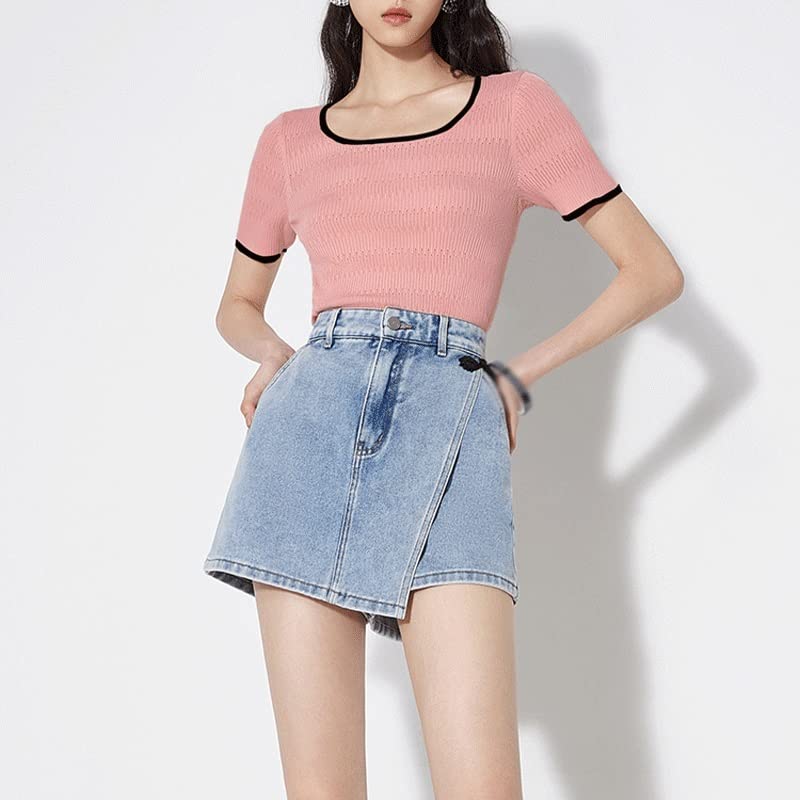 Irregular Hem Denim Shorts