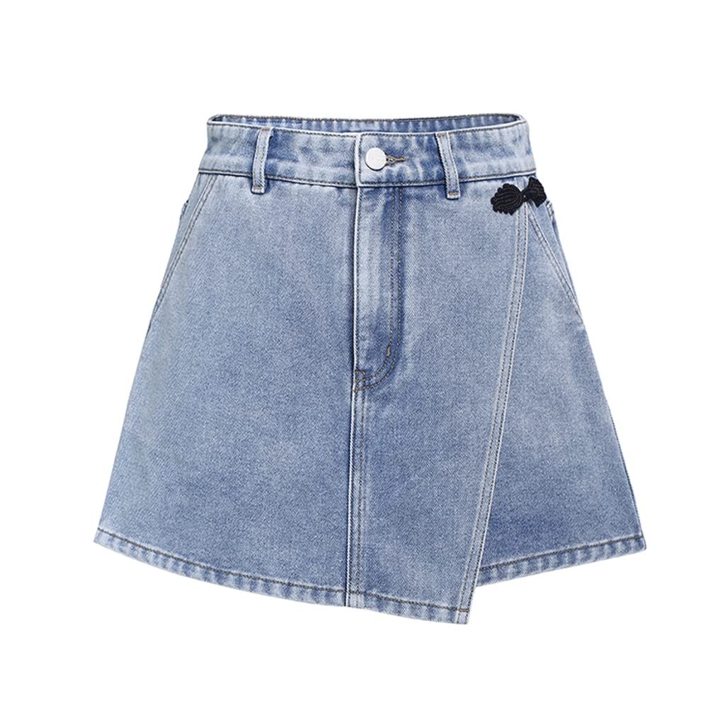 Irregular Hem Denim Shorts