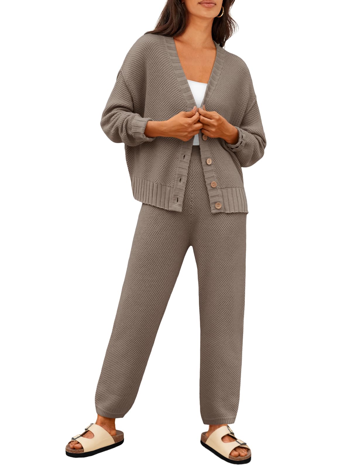 Cardigan & Knit Pants Set