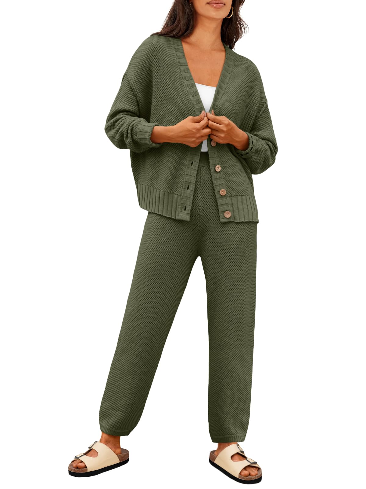 Cardigan & Knit Pants Set