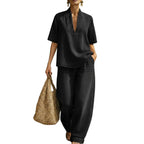 Denim Top & Wide Leg Pants Set
