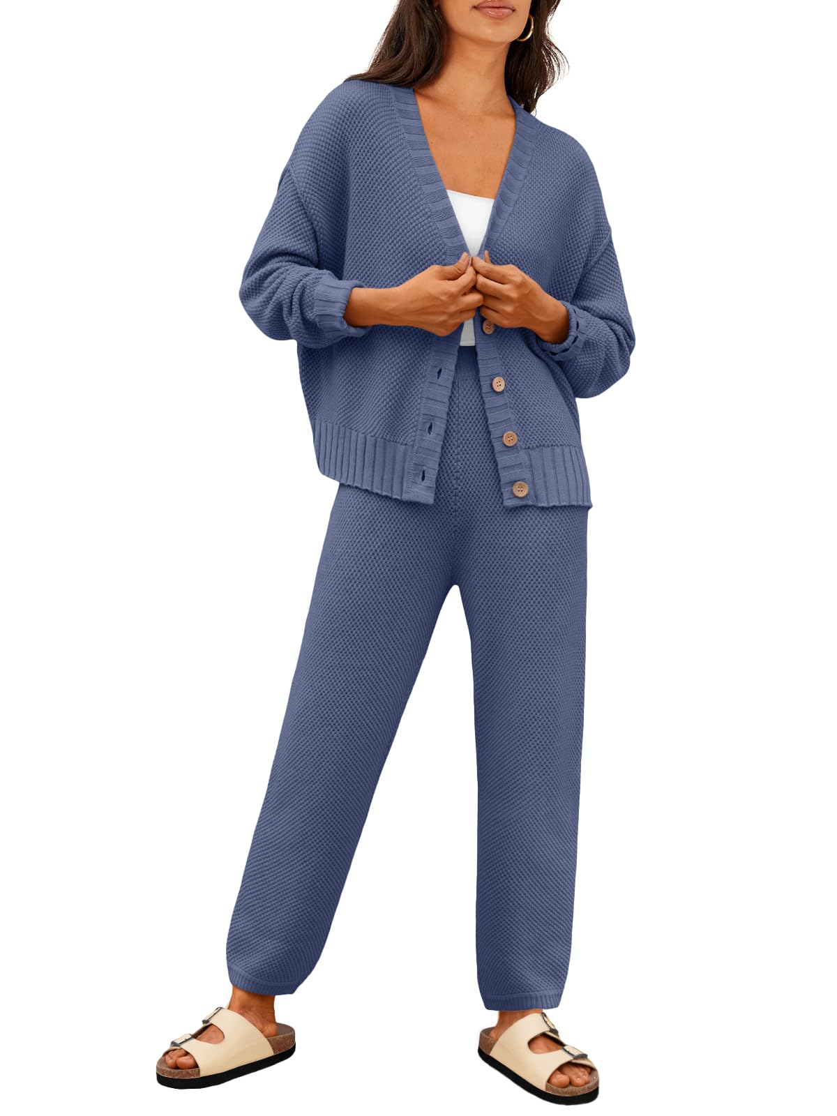 Cardigan & Knit Pants Set