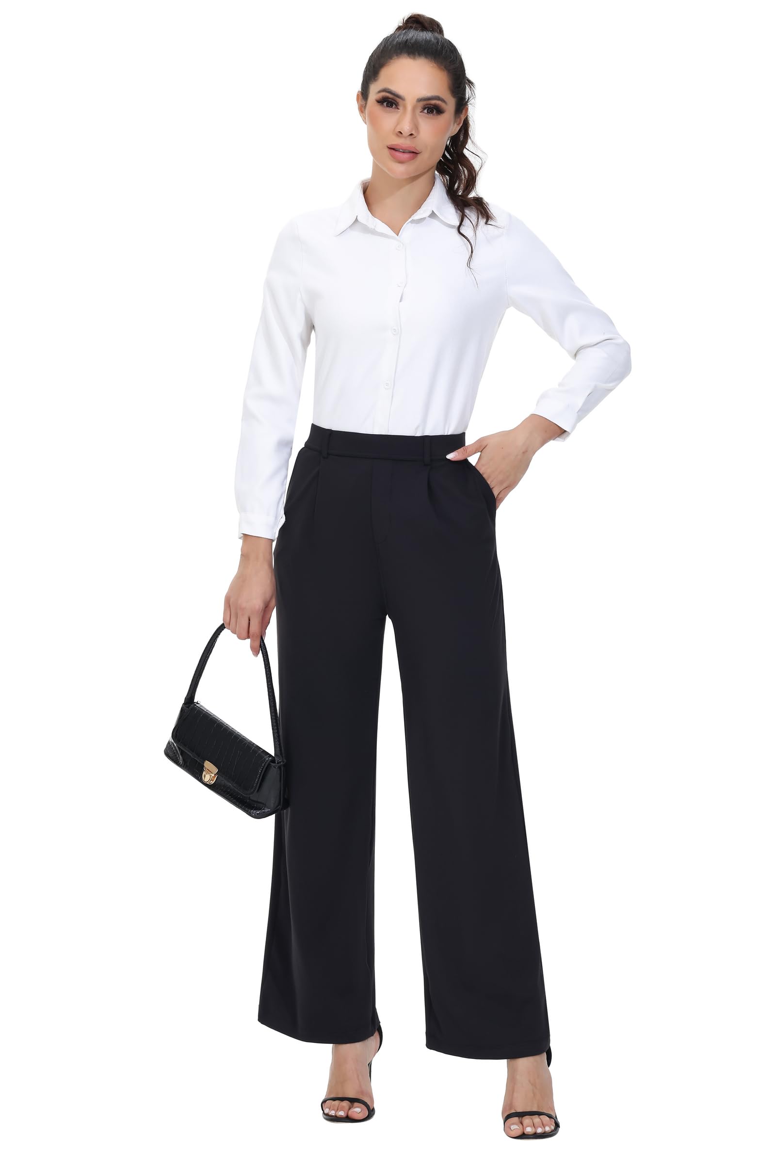 High-Waist Wide Leg Dress Pants
