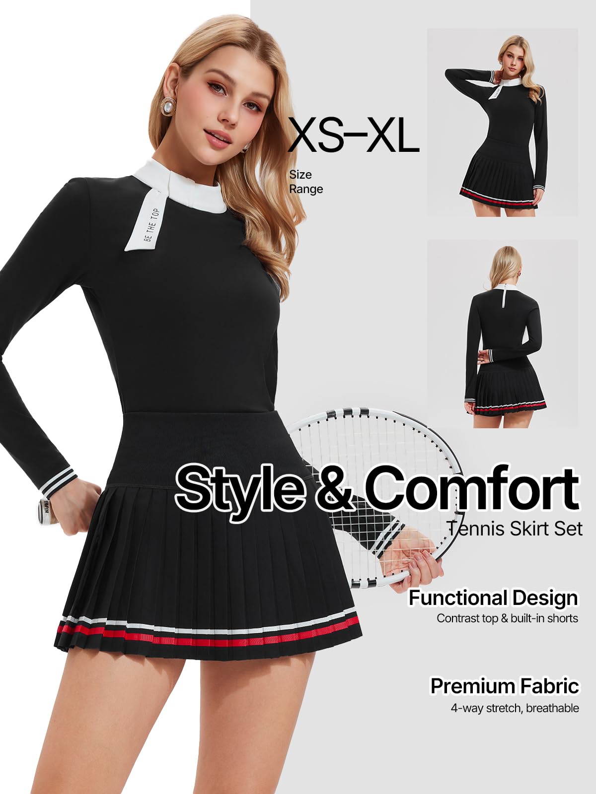 Zip Top & Pleated Skort Set