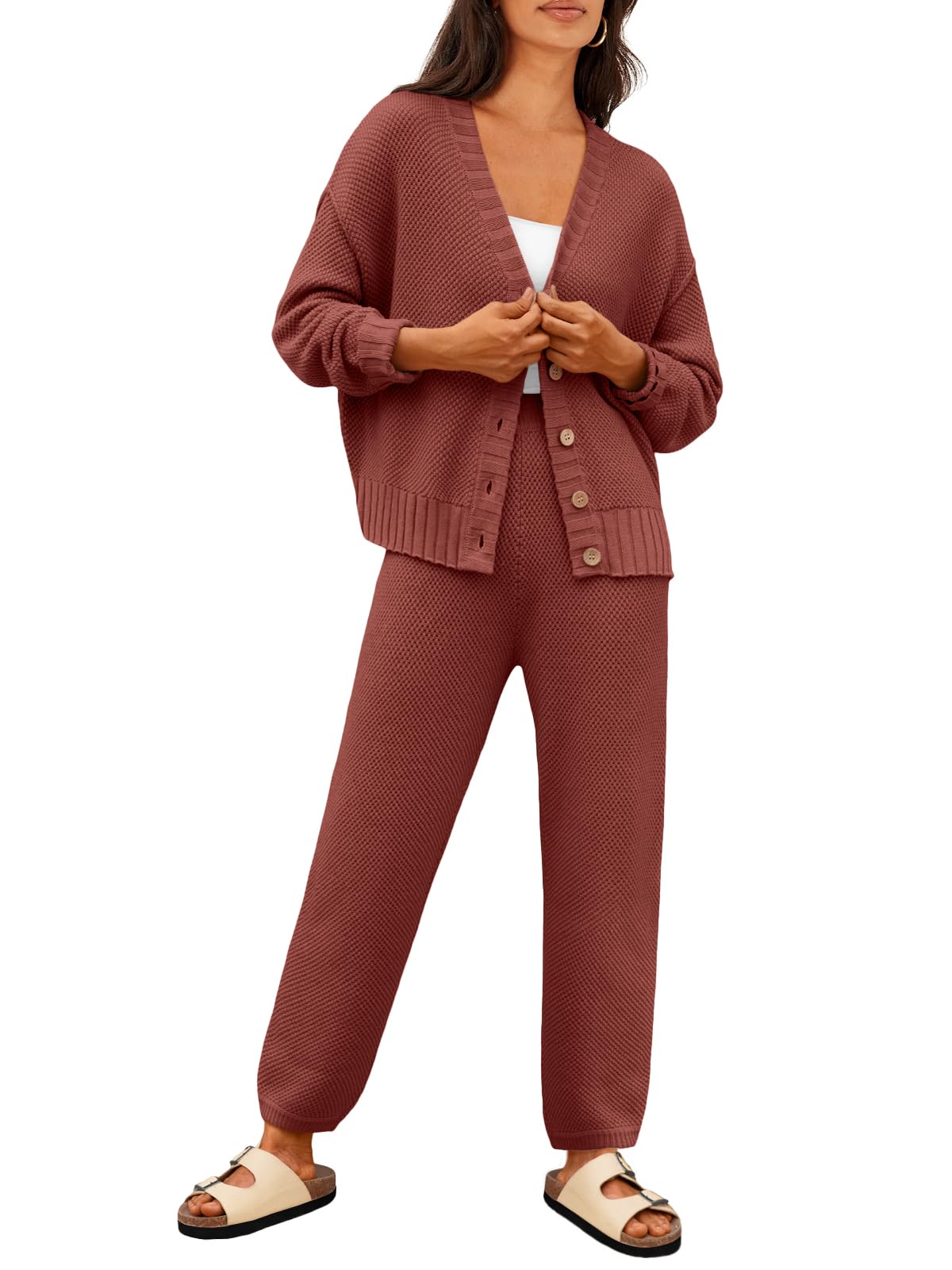 Cardigan & Knit Pants Set