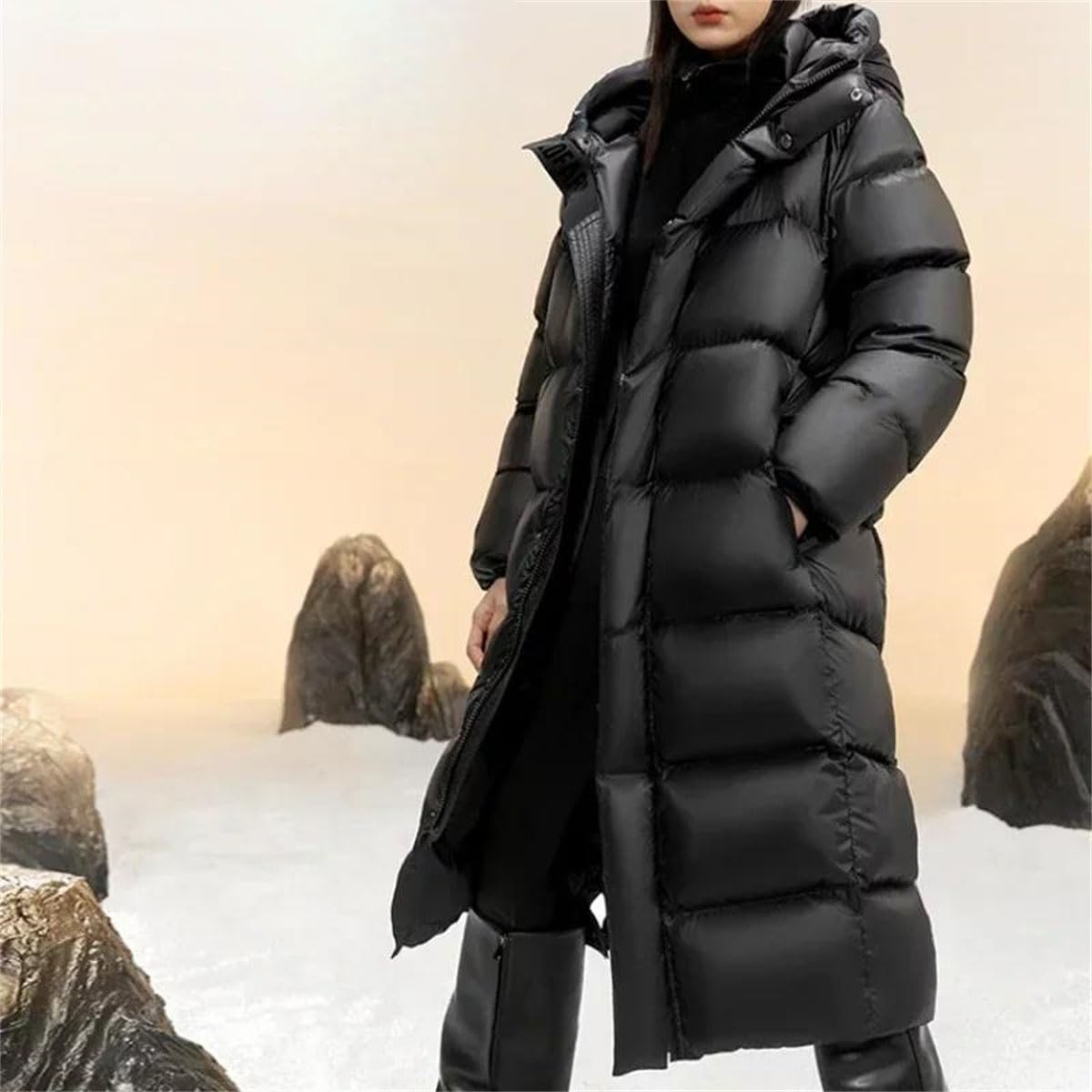 Long Hooded Down Coat
