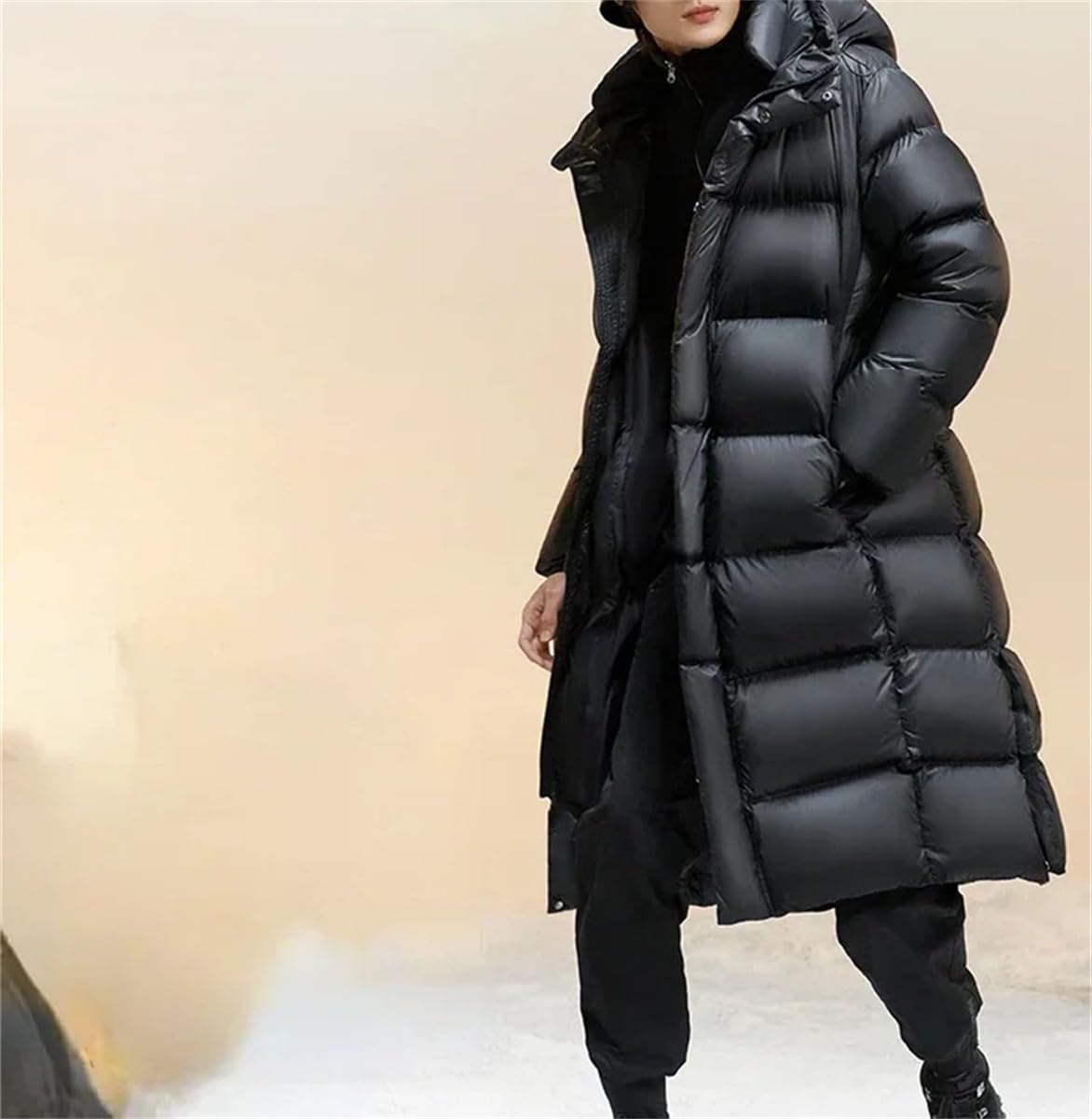 Long Hooded Down Coat