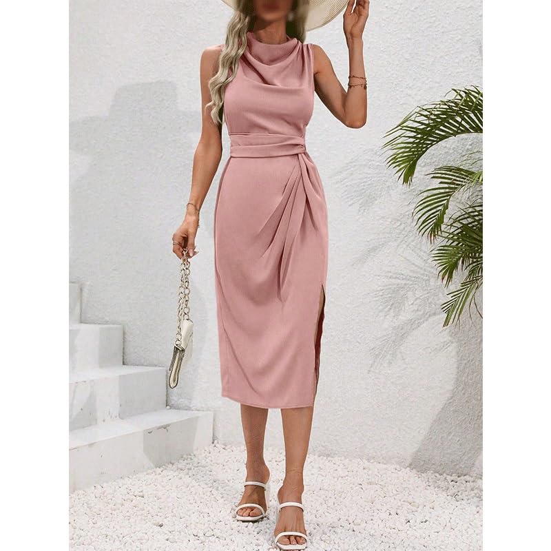 Sleeveless Slit Midi Dress