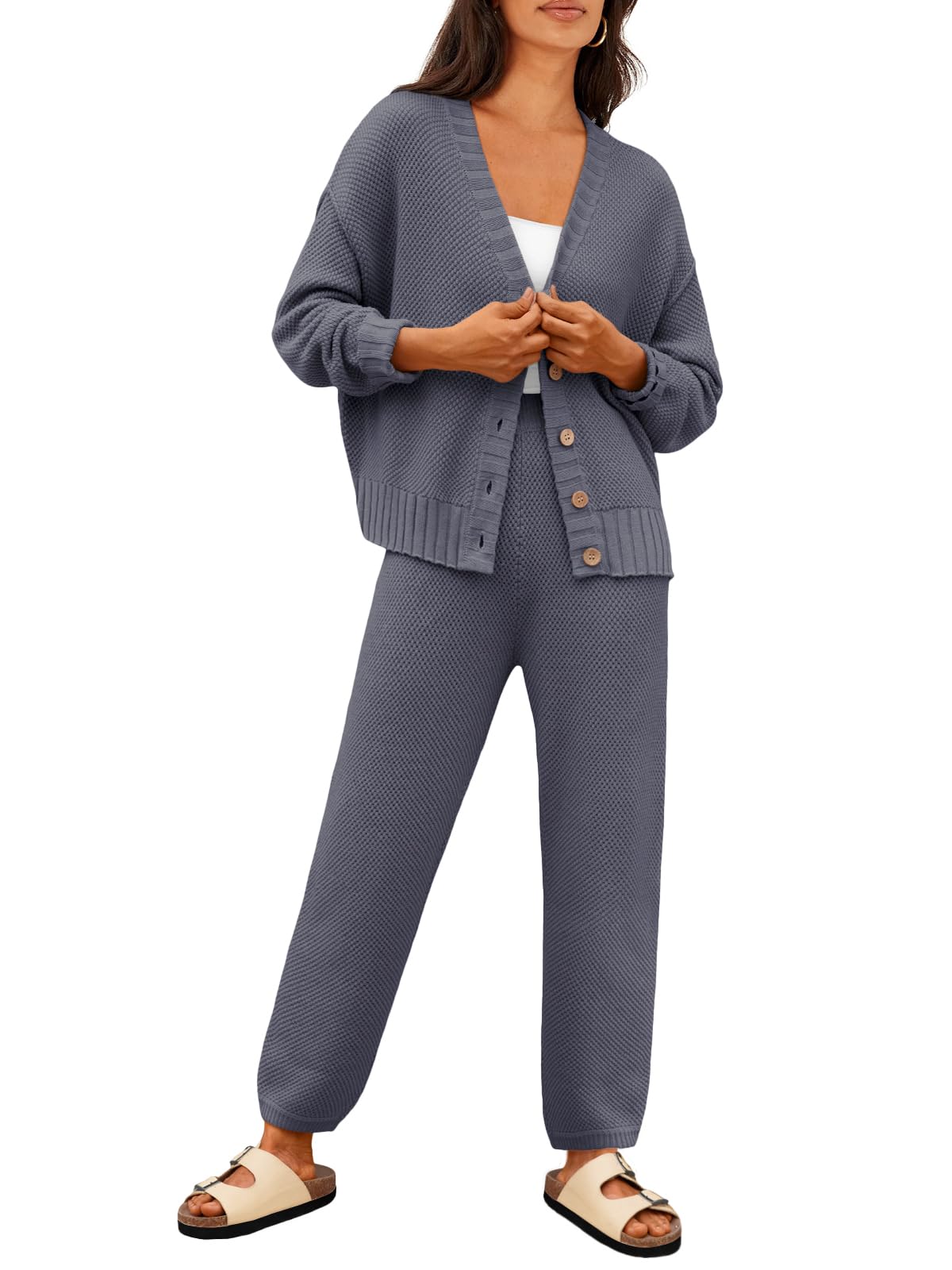 Cardigan & Knit Pants Set