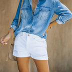 Rolled Hem Denim Shorts