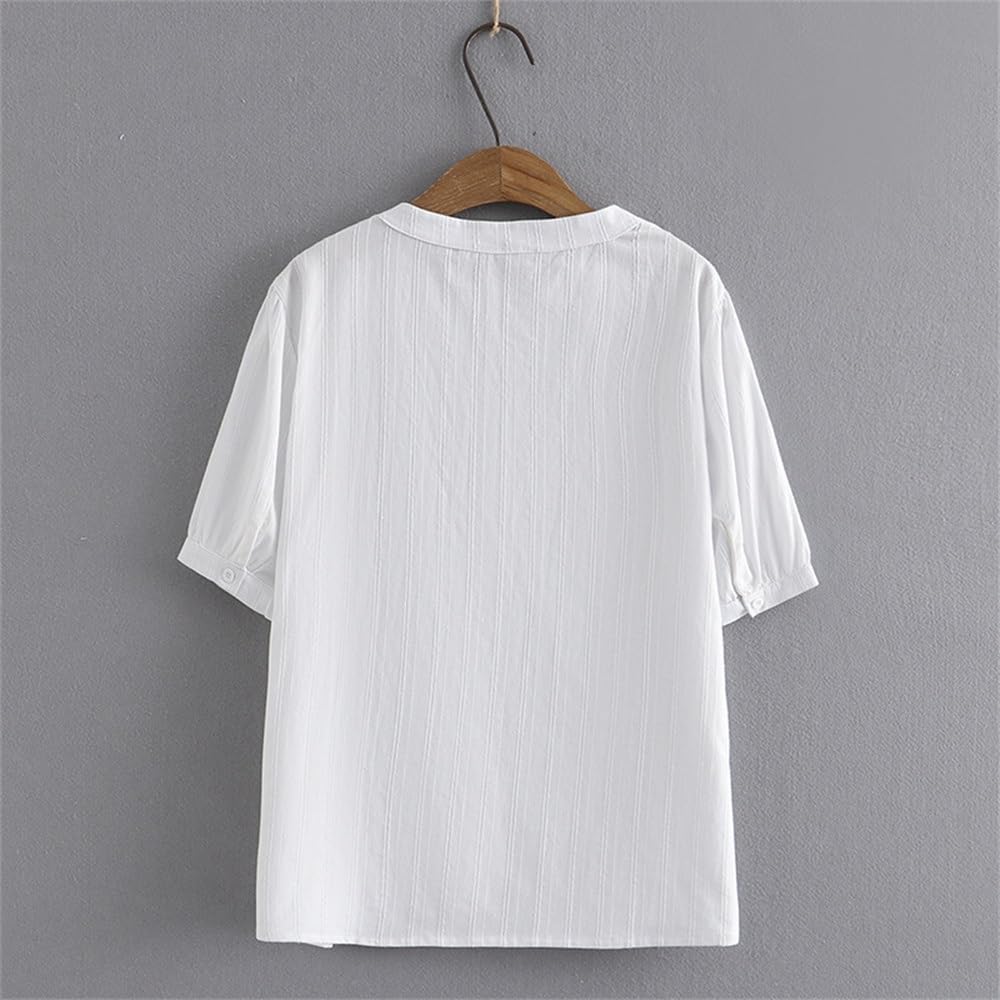 Embroidered V-Neck Cotton Tee