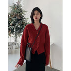 Irregular V-Neck Knit Cardigan