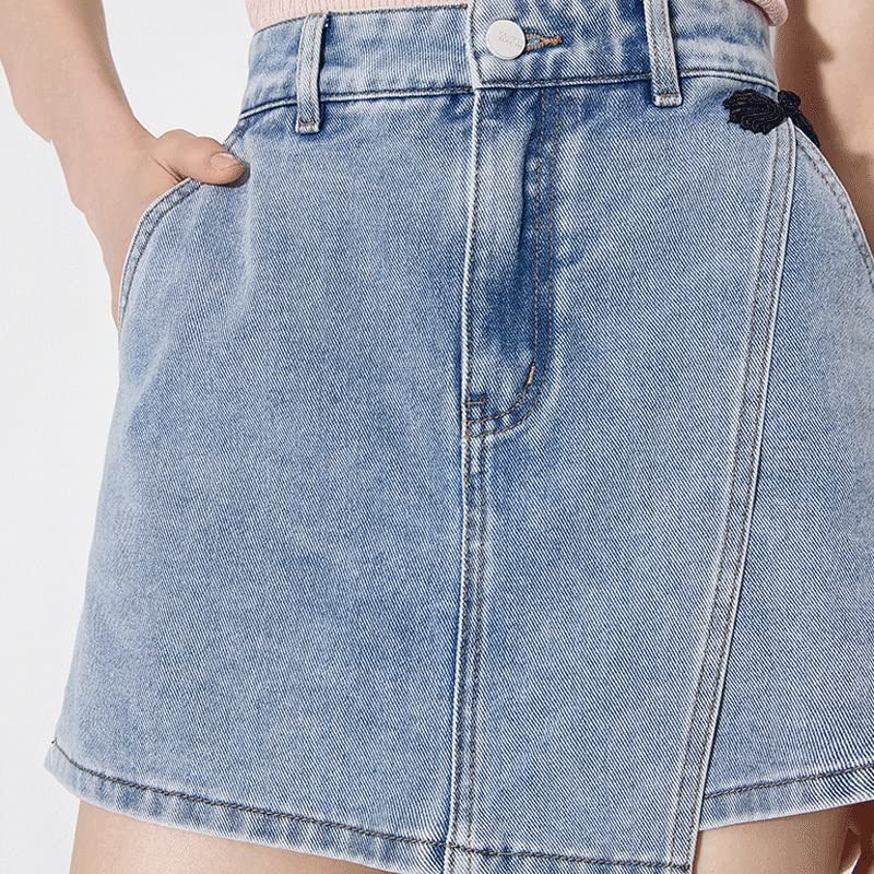 Irregular Hem Denim Shorts