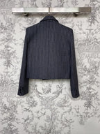 Double-Breasted Pinstripe Blazer
