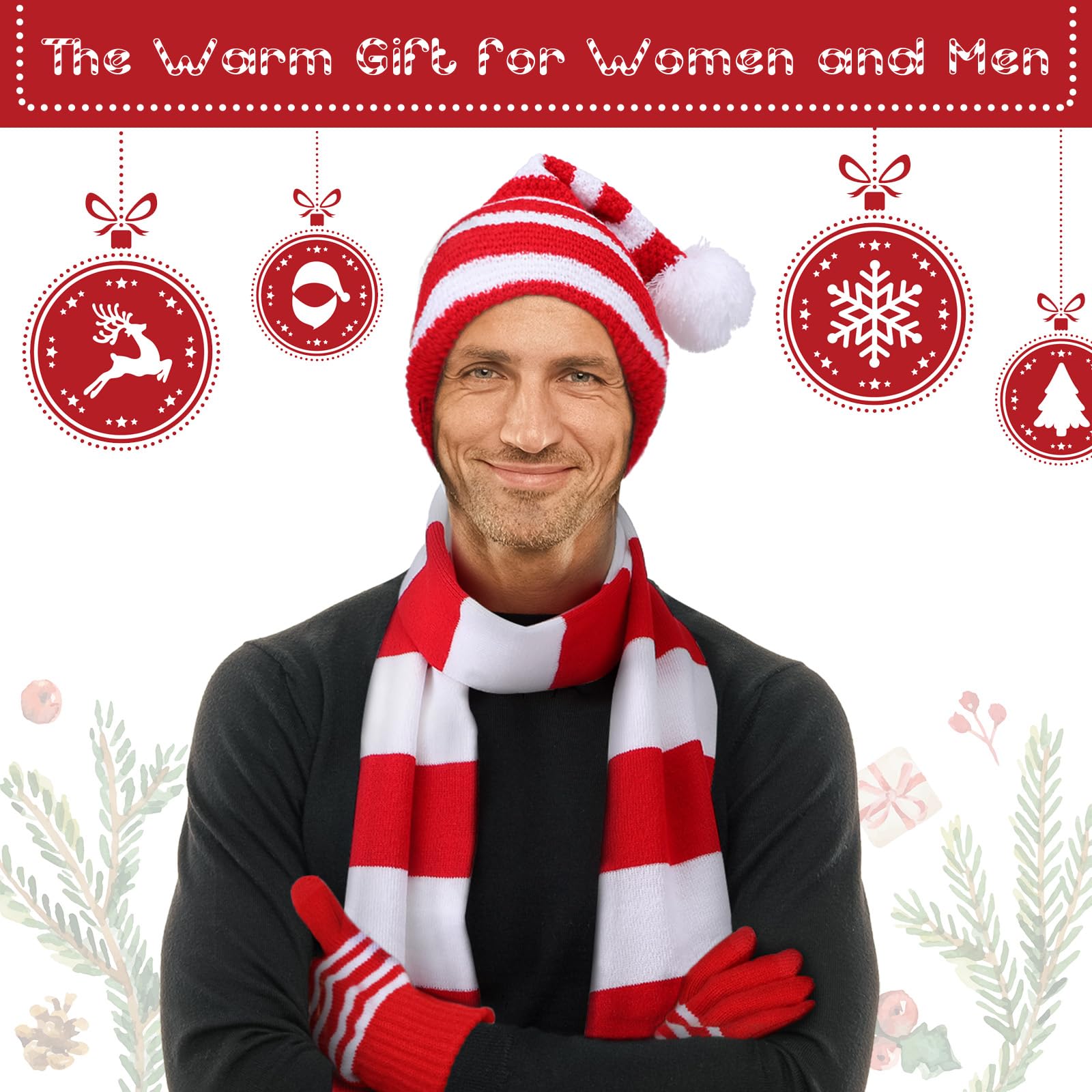 Christmas Hat, Scarf & Gloves Set
