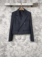 Double-Breasted Pinstripe Blazer