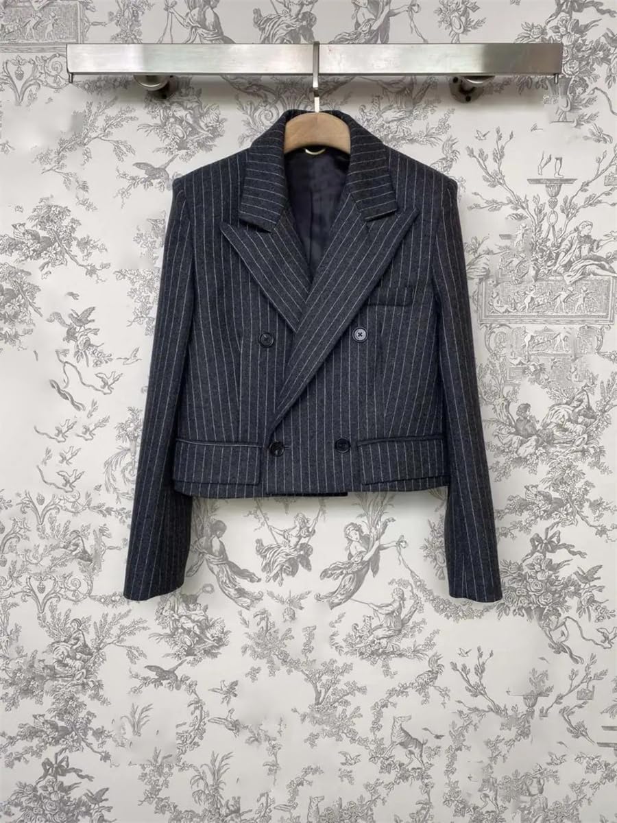 Double-Breasted Pinstripe Blazer