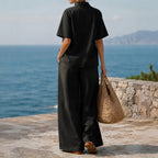 Denim Top & Wide Leg Pants Set