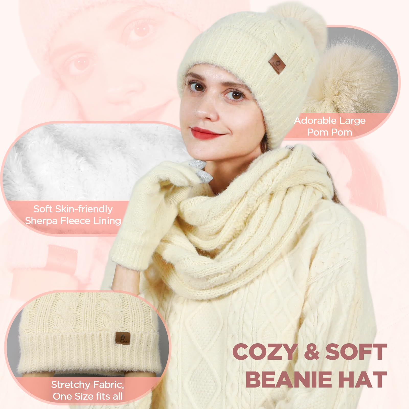 Winter Beanie, Scarf & Gloves Set