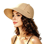 Wide Brim Sun Hat with Ponytail Opening