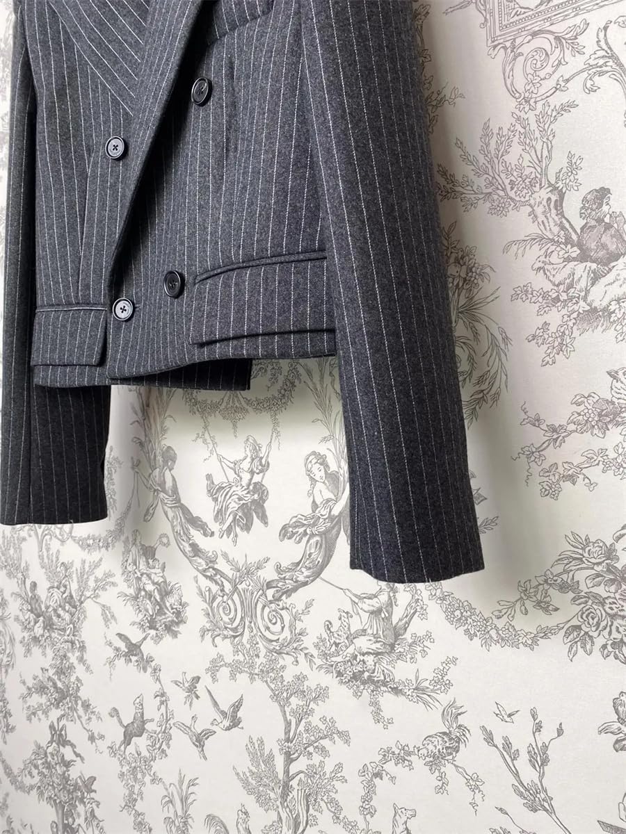 Double-Breasted Pinstripe Blazer