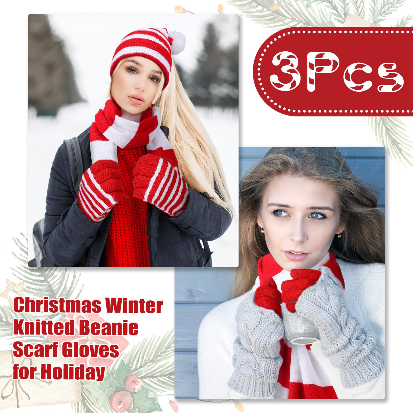 Christmas Hat, Scarf & Gloves Set