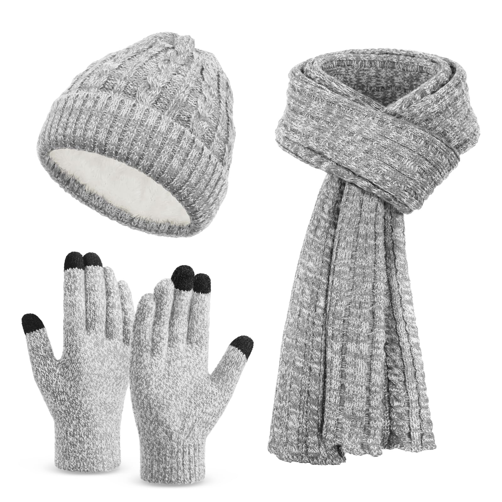 Winter Beanie, Scarf & Gloves Set