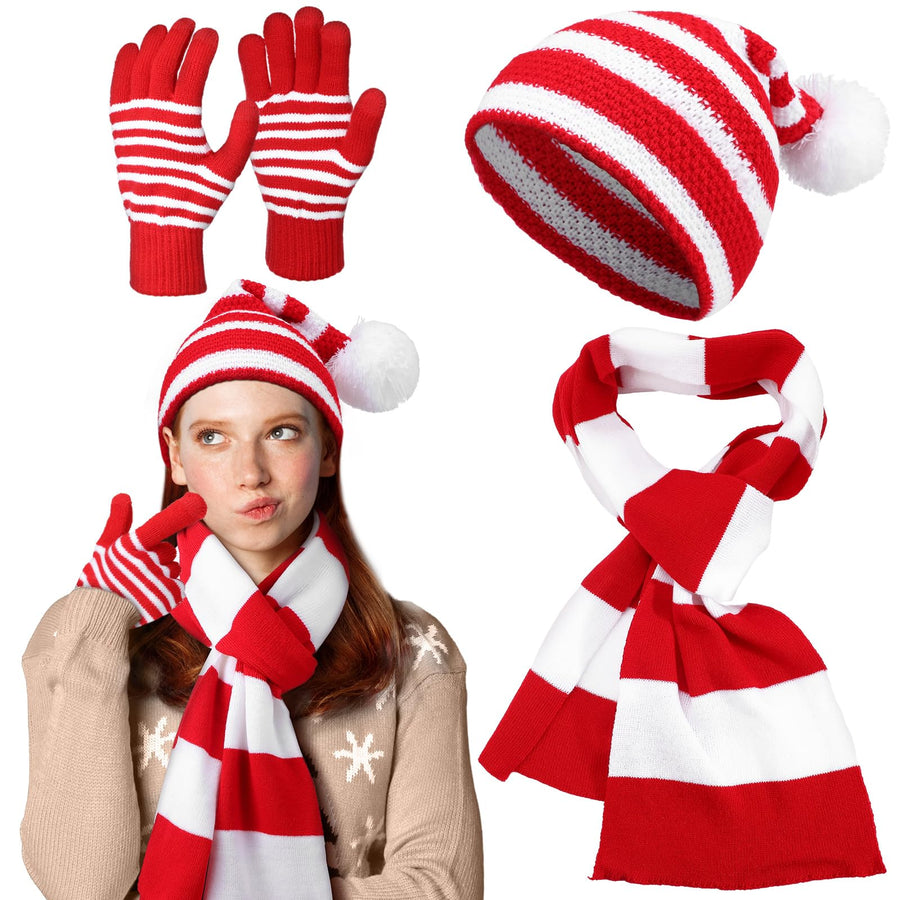 Christmas Hat, Scarf & Gloves Set